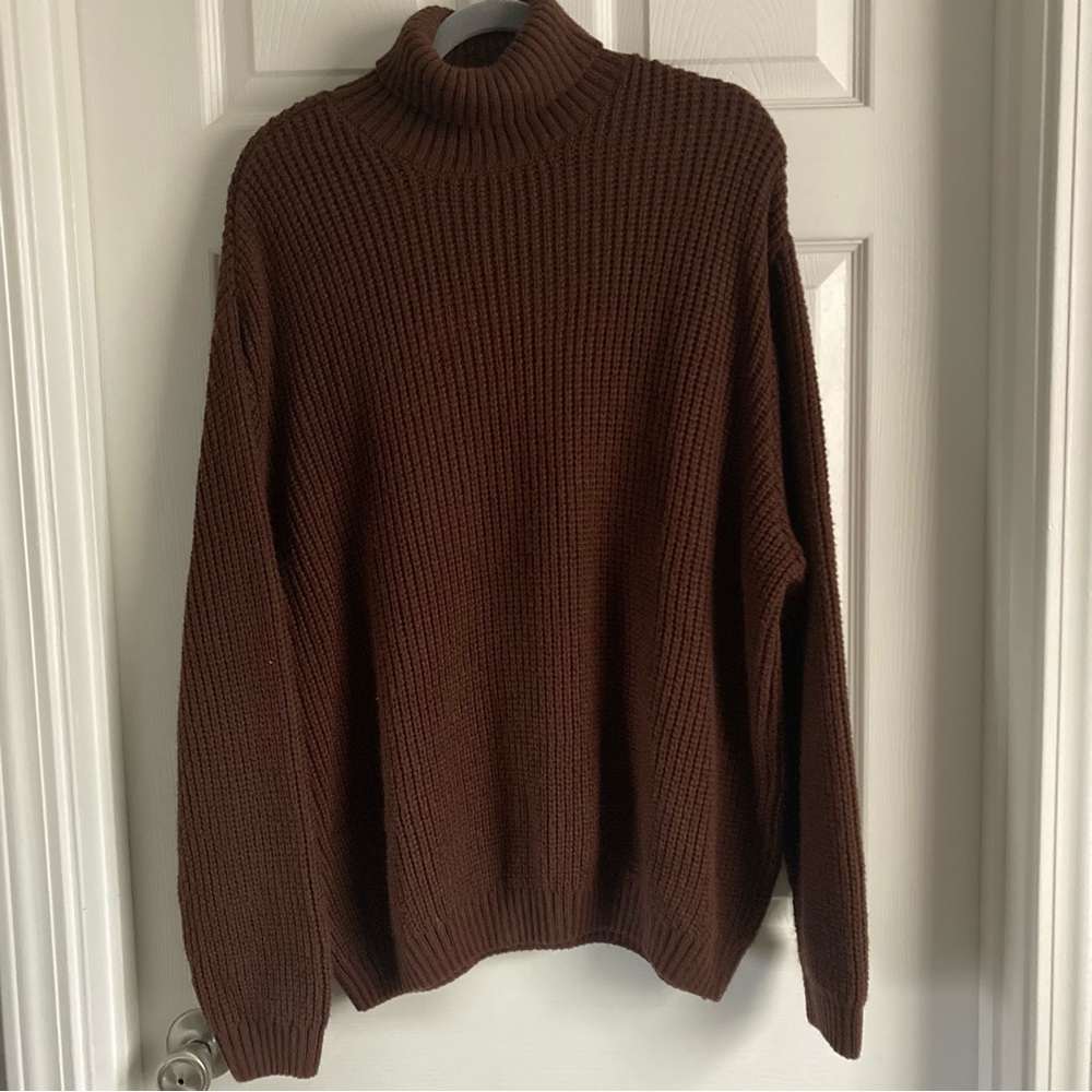 ASOS oversized brown ribbed turtleneck
